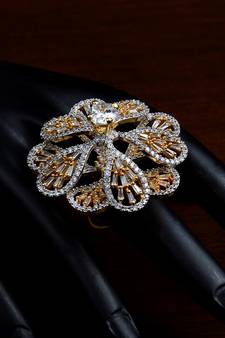 Gold Plated American Diamond Embellished Designer Finger Ring FR19