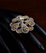 Gold Plated American Diamond Embellished Designer Finger Ring FR19