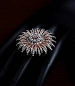 Rose Gold Plated American Diamond Embellished Designer Finger Ring FR22