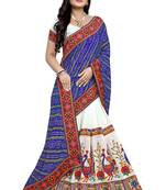 Blue embroidered georgette saree with blouse