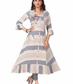 MAJESTIN Ladies Cotton Grey And Phone Kurti