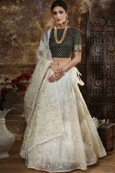 Off White Satin Bridal Lehengas