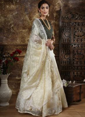 Off White Satin Bridal Lehengas 2