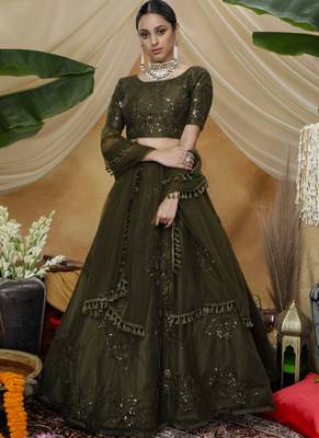 Olive Net Bridal Lehengas 1