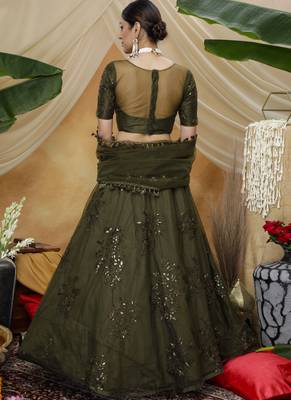Olive Net Bridal Lehengas 3