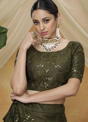 Olive Net Bridal Lehengas 4