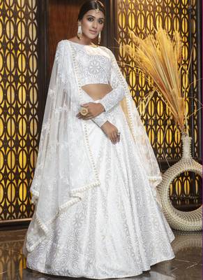 White Cotton Bridal Lehengas 1
