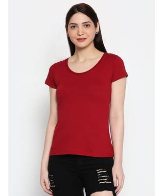 Ammarzo Womens Basic Crew Neck Maroon Tee 1