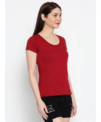 Ammarzo Womens Basic Crew Neck Maroon Tee 3