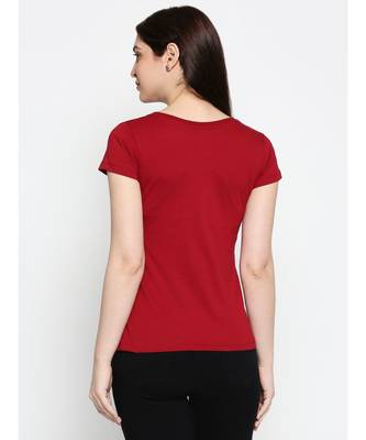 Ammarzo Womens Basic Crew Neck Maroon Tee 4