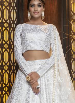 White Cotton Bridal Lehengas 2