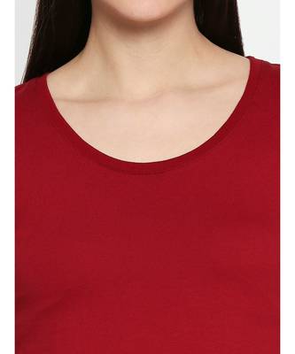 Ammarzo Womens Basic Crew Neck Maroon Tee 5