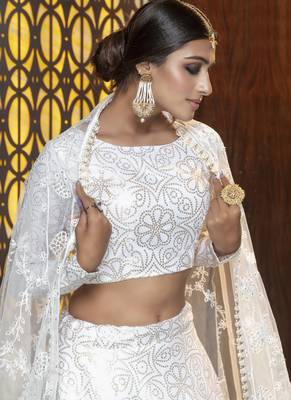 White Cotton Bridal Lehengas 3