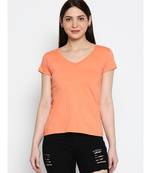 Ammarzo Womens Basic V Neck Dark Peach   Tee