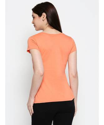 Ammarzo Womens Basic V Neck Dark Peach   Tee 4