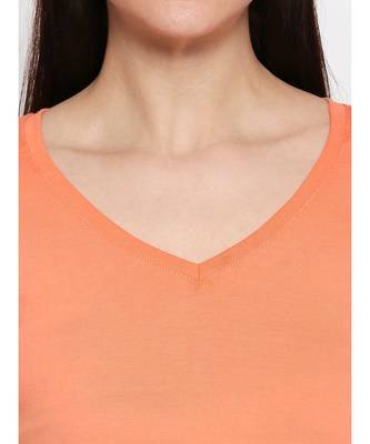 Ammarzo Womens Basic V Neck Dark Peach   Tee 5
