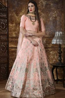 Light Pink Silk Bridal Lehengas