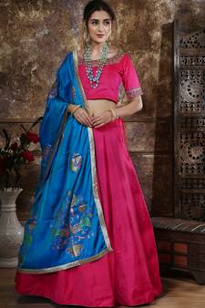 Rani Pink Silk Bridal Lehengas