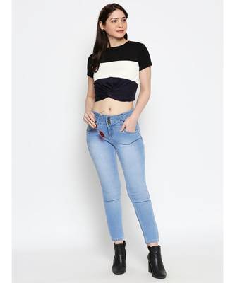 Ammarzo One Size S M Crop Top Navy Blue 6