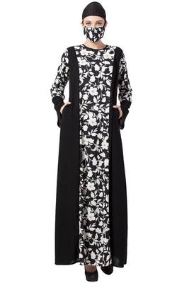 Musheco-Printed Dress With Black Panels-Not An Abaya 1