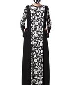 Musheco-Printed Dress With Black Panels-Not An Abaya