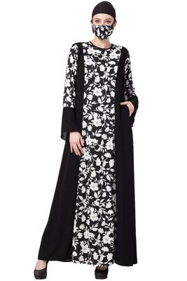 Musheco-Printed Dress With Black Panels-Not An Abaya 2