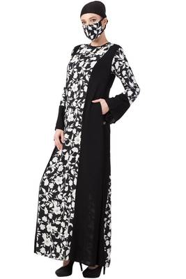 Musheco-Printed Dress With Black Panels-Not An Abaya 3
