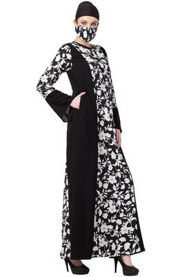 Musheco-Printed Dress With Black Panels-Not An Abaya 4
