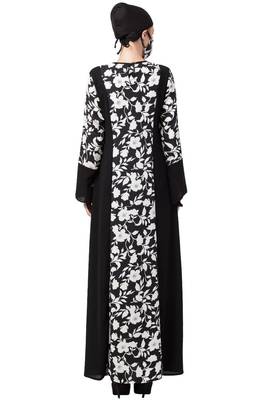 Musheco-Printed Dress With Black Panels-Not An Abaya 5