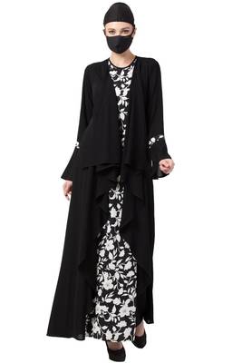Musheco-Falling Shrug Dress In Black & White-Not An Abaya  1
