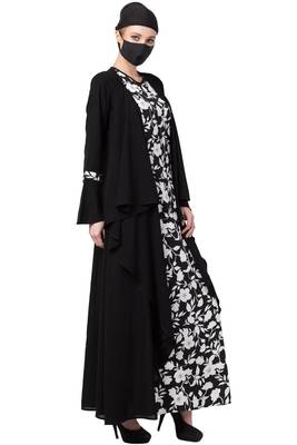 Musheco-Falling Shrug Dress In Black & White-Not An Abaya  3