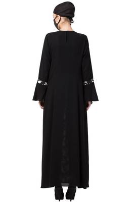 Musheco-Falling Shrug Dress In Black & White-Not An Abaya  4