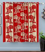 Red Printed polyester Window Curtain