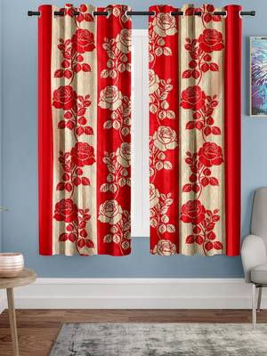 Red Printed polyester Window Curtain 1