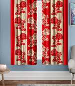 Red Printed polyester Window Curtain