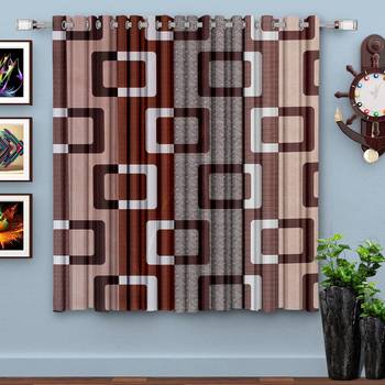 A Brown Printed  Polyester Window Curtain 1