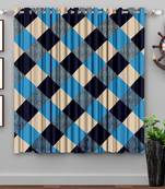 A Blue Printed  Polyester Window Curtain
