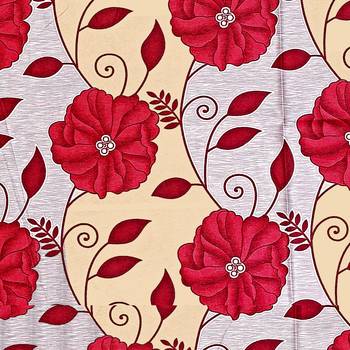 A Red Printed  Polyester Window Curtain 2
