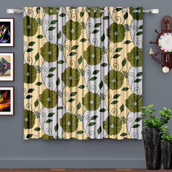A Mehendi Printed  Polyester Window Curtain 1