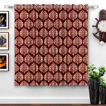 A Maroon Printed  Polyester Window Curtain 1