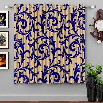 A Blue Printed  Polyester Window Curtain 1