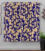 A Blue Printed  Polyester Window Curtain