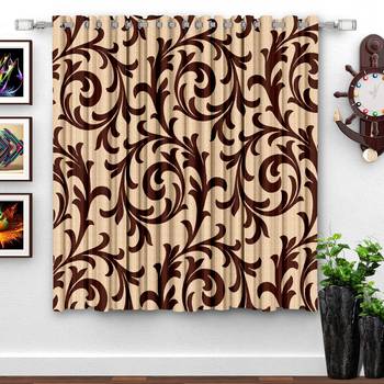 A Brown Printed  Polyester Window Curtain 1