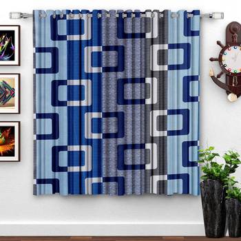 Royal Blue Printed polyester Window Curtain 1