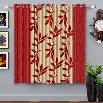 A Red Printed  Polyester Window Curtain 1