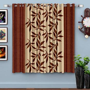 A Brown Printed  Polyester Window Curtain 1