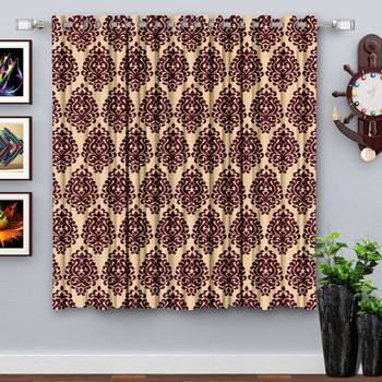 A dark Maroon Printed  Polyester Window Curtain 1