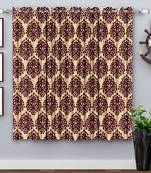 A dark Maroon Printed  Polyester Window Curtain