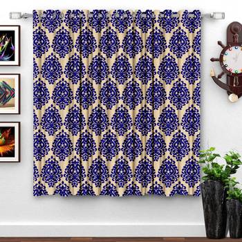 A Blue Printed  Polyester Window Curtain 1