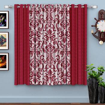 A Blood Red Printed  Polyester Window Curtain 1